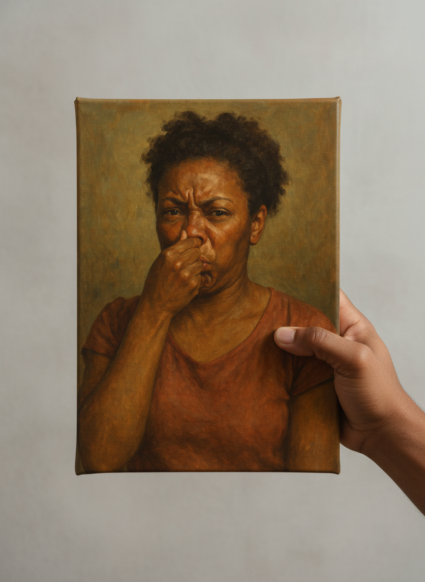 African American Lady Stink Face 3 β Hilarious Bathroom Canvas 3 sizes to choose from