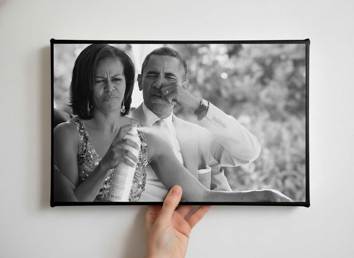 The Obamas Stink Face Canvas Wrap