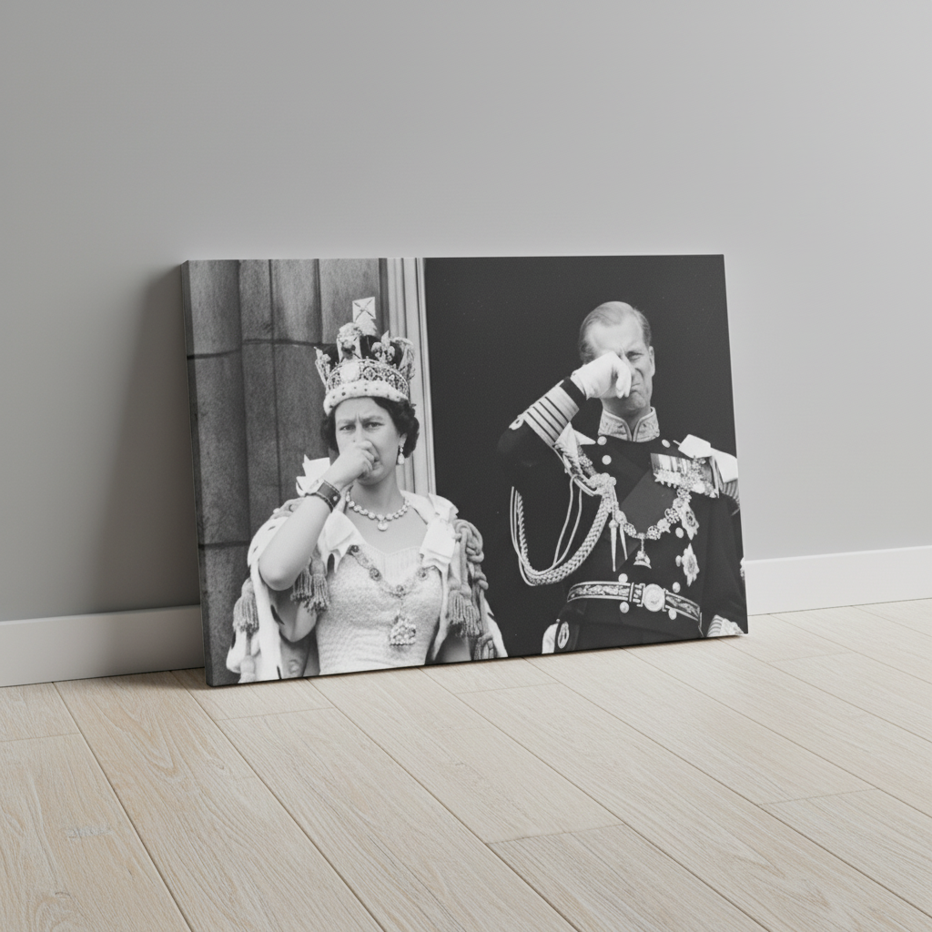 Queen Elizabeth Wedding Stink Face Canvas Wrap