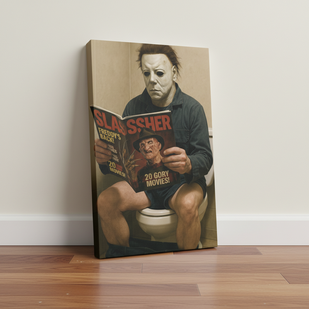 Michael Myers on the toilet Canvas Wrap