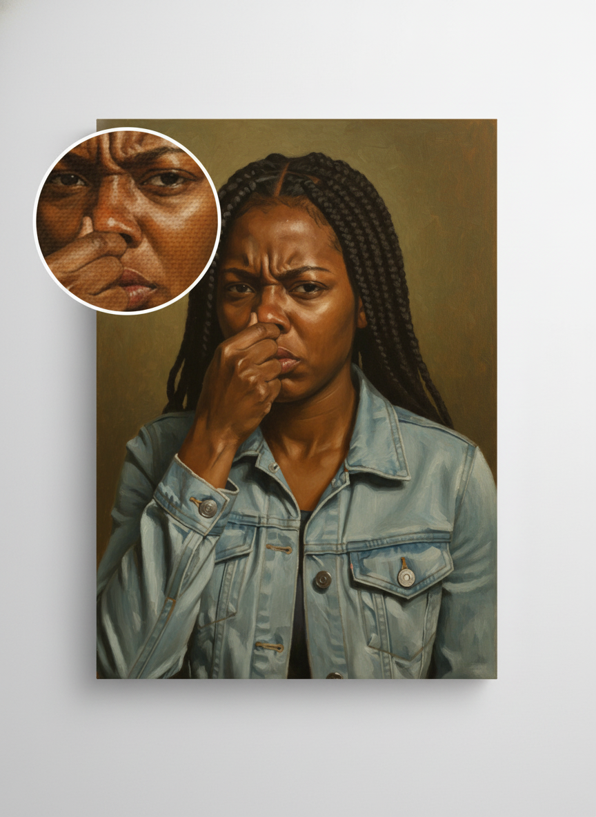 African American Lady Stink Face 1 β Bold Funny Bathroom Canvas 3 sizes to choose from