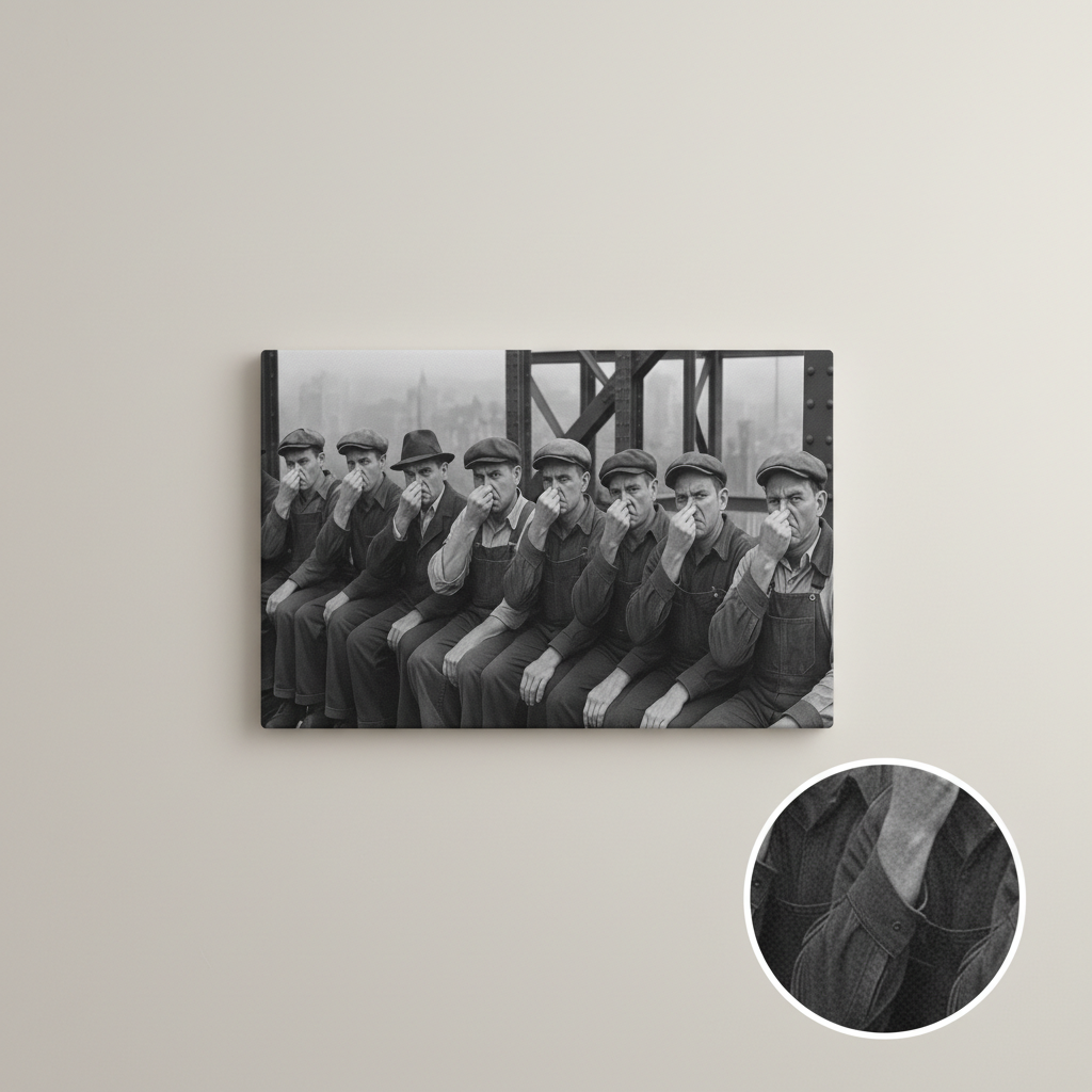 Men at Lunch Stink Face Canvas Wrap