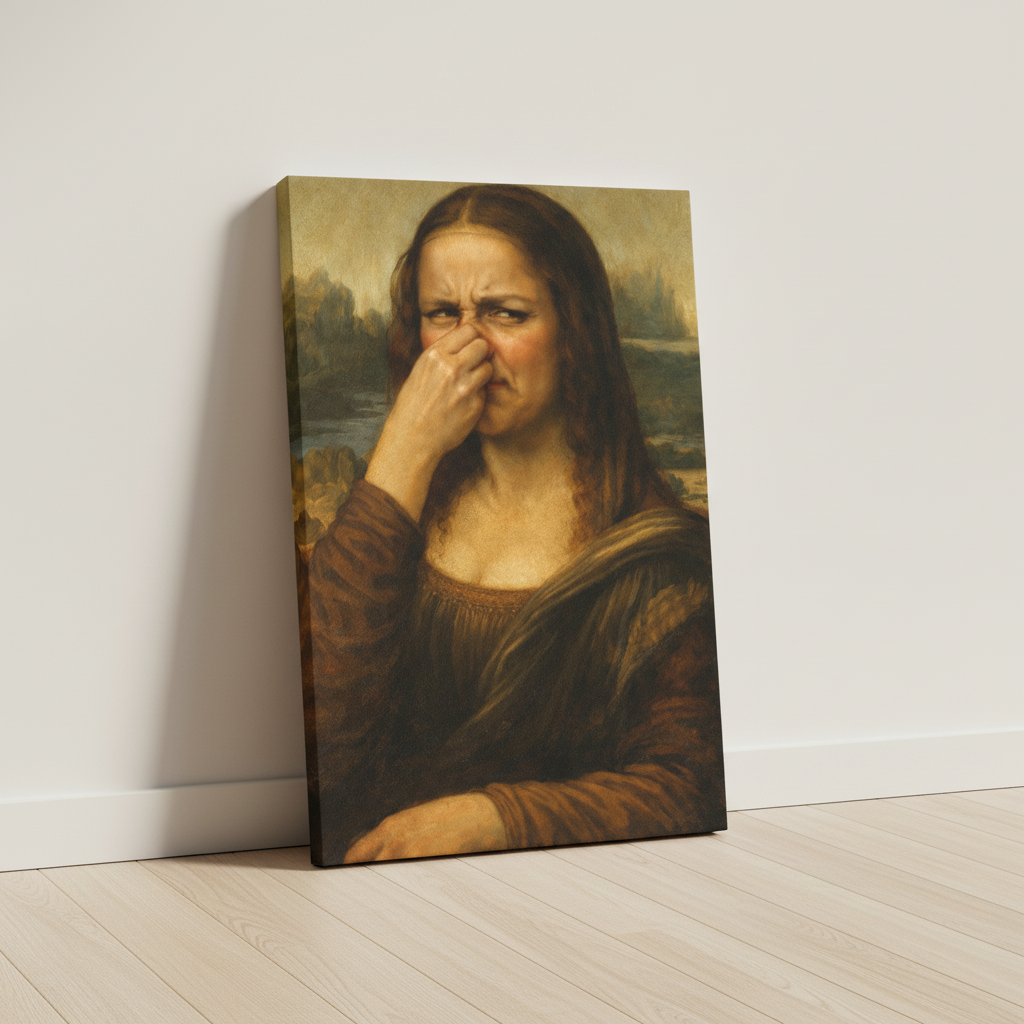 Mona Lisa Stink Face Canvas Wrap – The Smile Is Gone