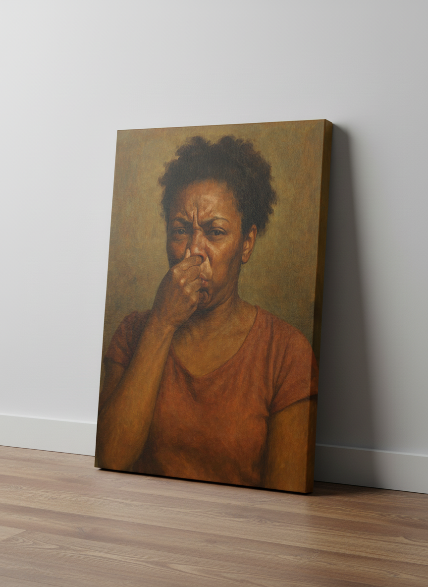 African American Lady Stink Face 3 – Hilarious Bathroom Canvas 3 sizes to choose from