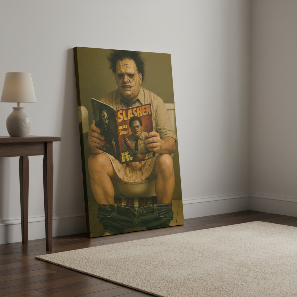 Leather Face on the toilet canvas wrap
