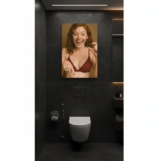 Redhead Lady Size Matters Funny Man Cave Bathroom Canvas Print