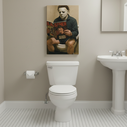 Michael Myers on the toilet Canvas Wrap