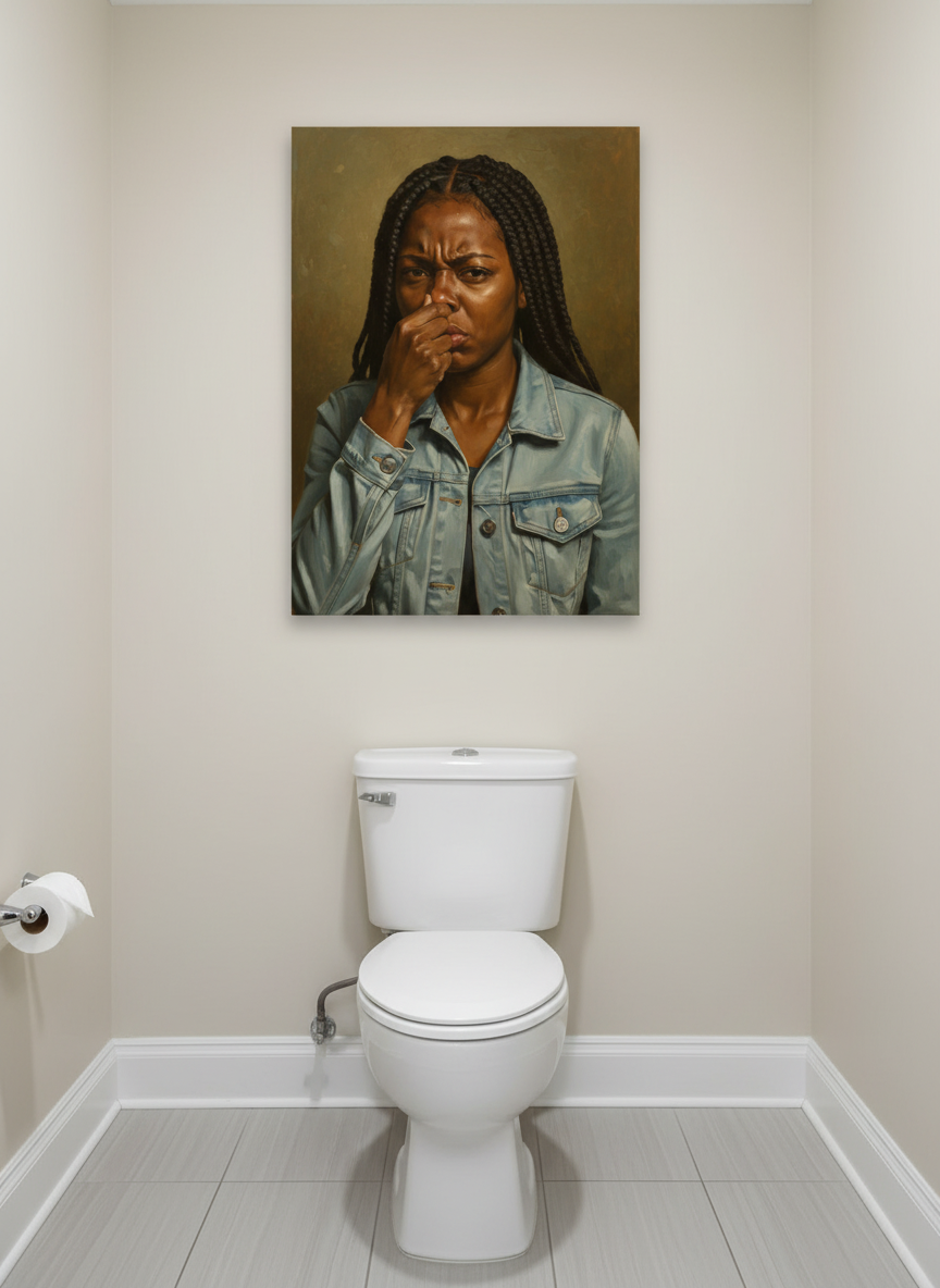 African American Lady Stink Face 1 – Bold Funny Bathroom Canvas  3 sizes to choose from