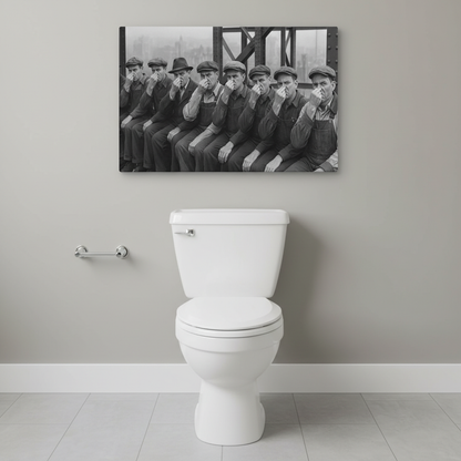 Men at Lunch Stink Face Canvas Wrap