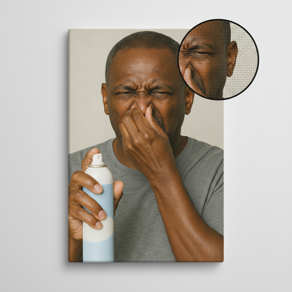 Funny Man Holding with Air Freshener