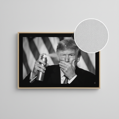 President Trump Spraying Air Freshener Canvas Wrap