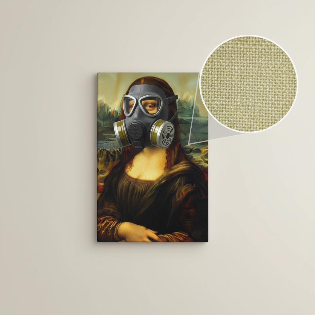 Mona Lisa in a Gas Mask Canvas Wrap – When the Louvre Meets the Loo
