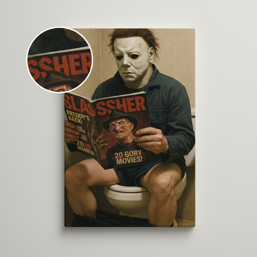 Michael Myers on the toilet Canvas Wrap