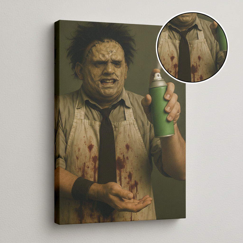 Leather Face spraying Air Freshener Canvas Wrap