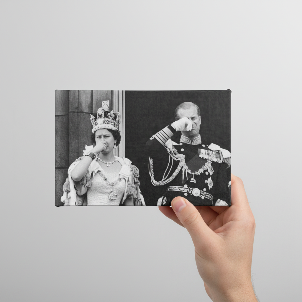 Queen Elizabeth Wedding Stink Face Canvas Wrap
