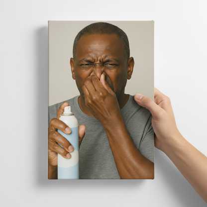 Funny Man Holding with Air Freshener