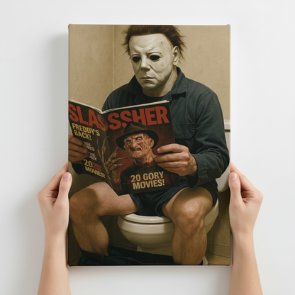 Michael Myers on the toilet Canvas Wrap