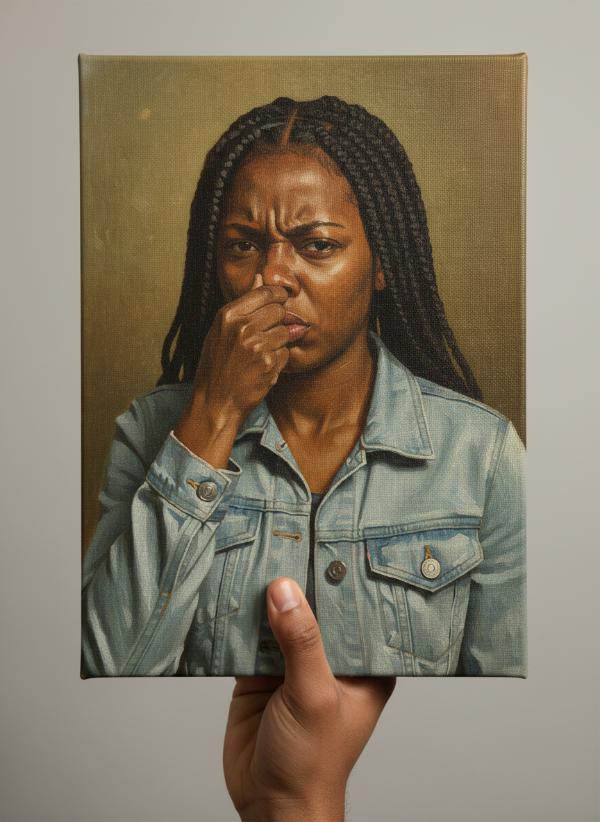African American Lady Stink Face 1 – Bold Funny Bathroom Canvas  3 sizes to choose from