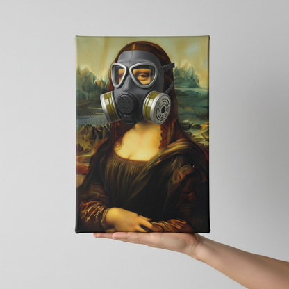 Mona Lisa in a Gas Mask Canvas Wrap – When the Louvre Meets the Loo