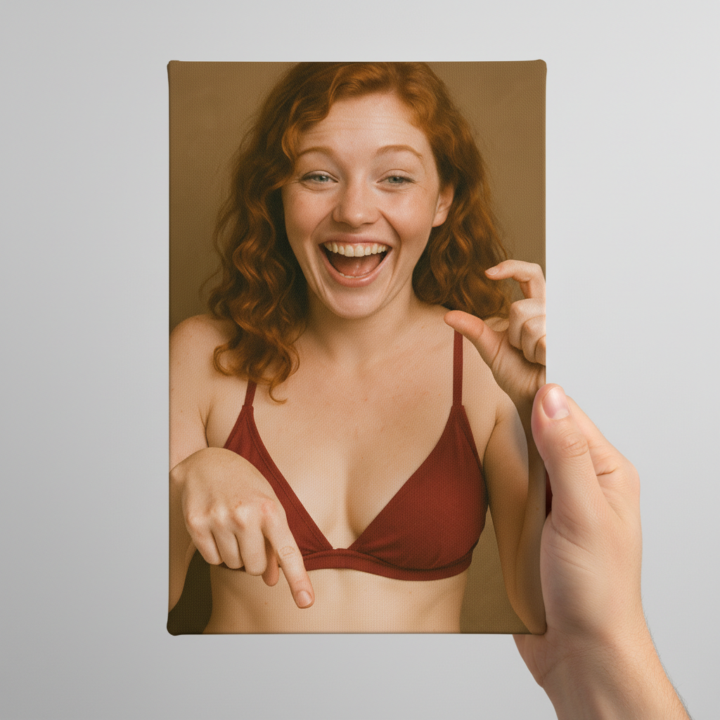 Redhead Lady Size Matters Funny Man Cave Bathroom Canvas Print