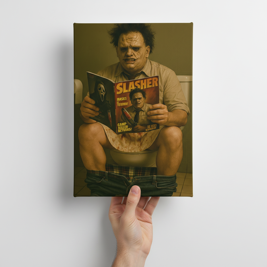 Leather Face on the toilet canvas wrap
