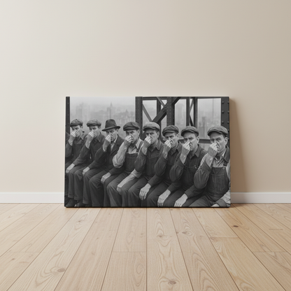Men at Lunch Stink Face Canvas Wrap