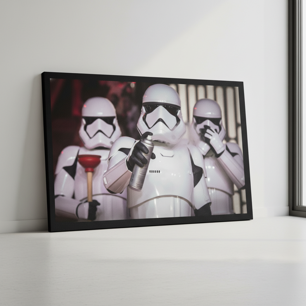 Storm Troopers Bathroom Help Canvas Wrap