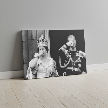 Queen Elizabeth Wedding Stink Face Canvas Wrap