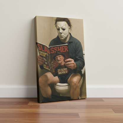 Michael Myers on the toilet Canvas Wrap