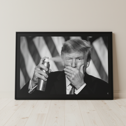 President Trump Spraying Air Freshener Canvas Wrap