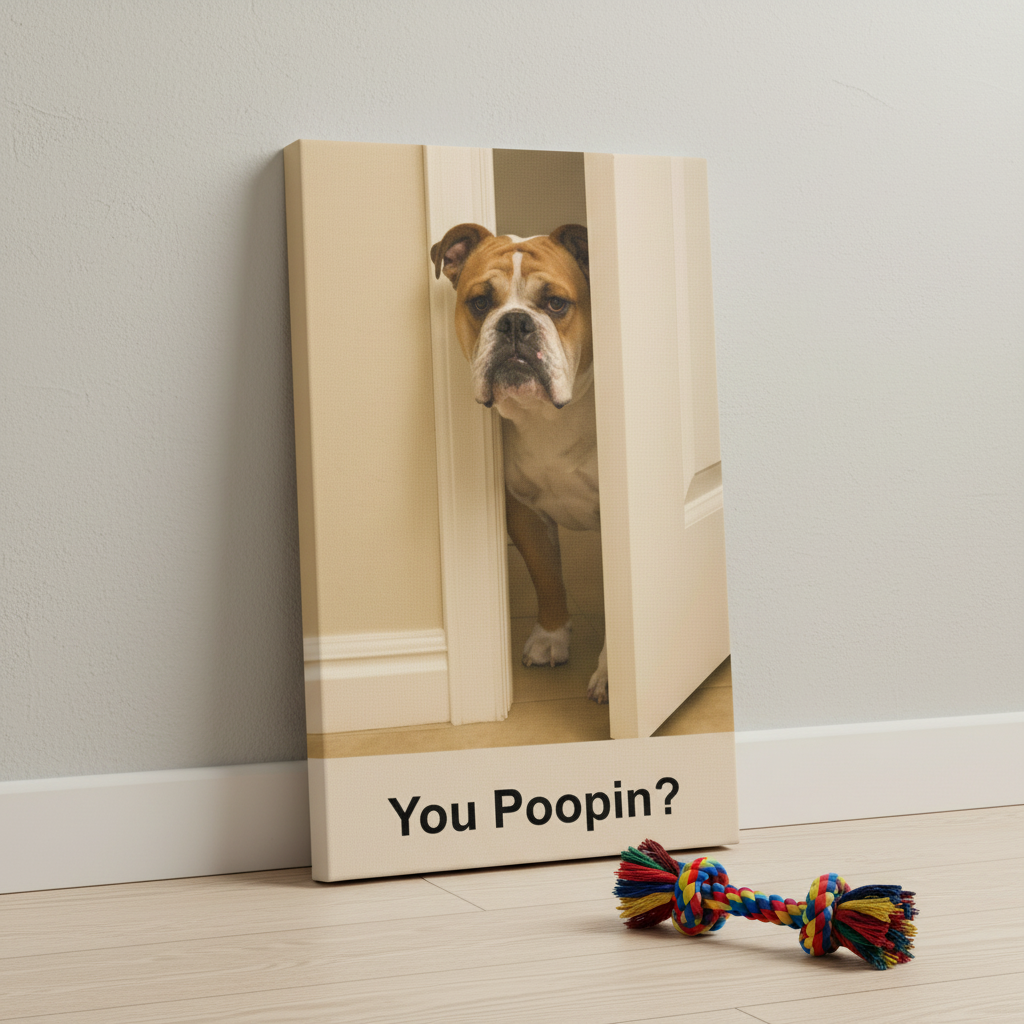 You Poopin? English Bulldog Canvas Wrap