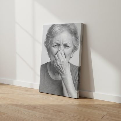 Old Lady Holding Nose