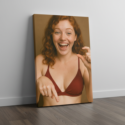 Redhead Lady Size Matters Funny Man Cave Bathroom Canvas Print