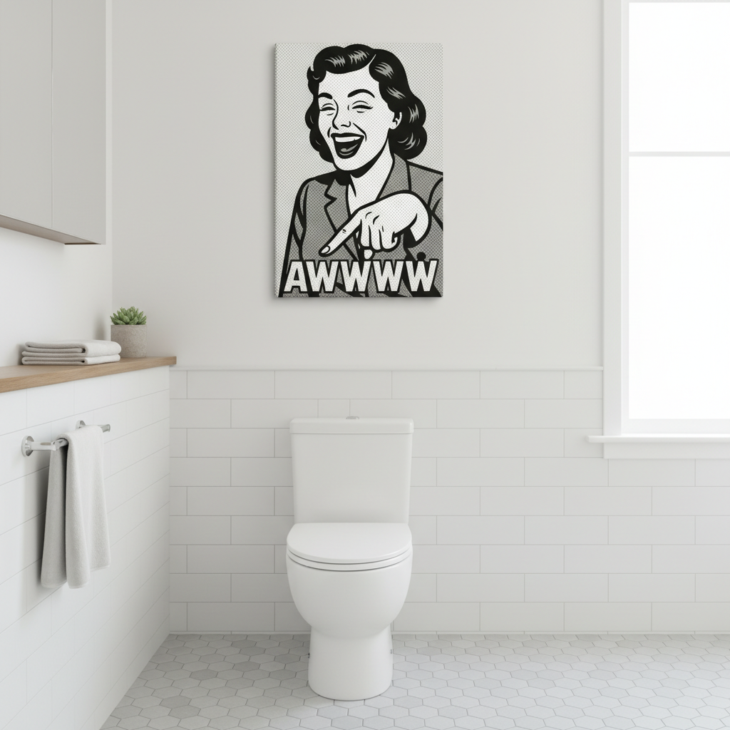 Pop Art lady funny bathroom Canvas Wrap