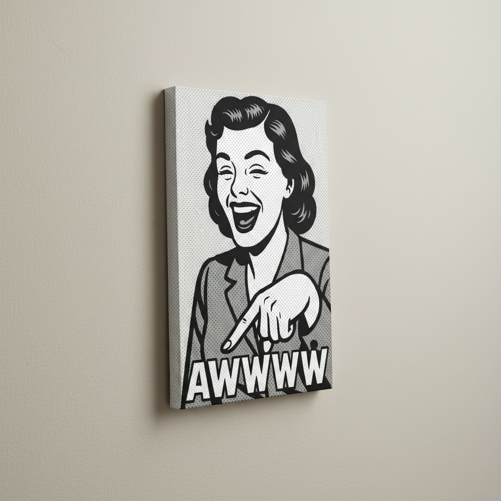 Pop Art lady funny bathroom Canvas Wrap