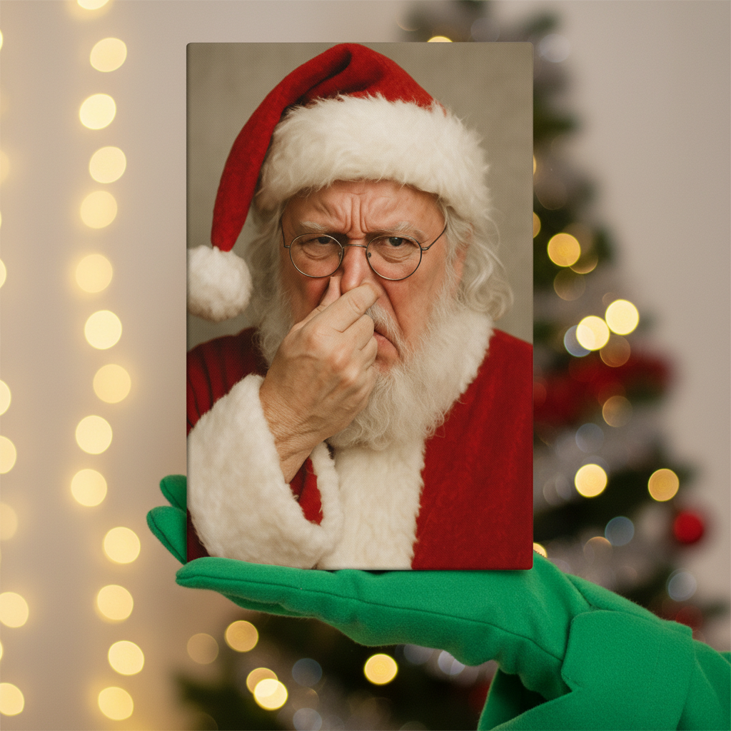 Santa Clause Stink Face canvas wrap