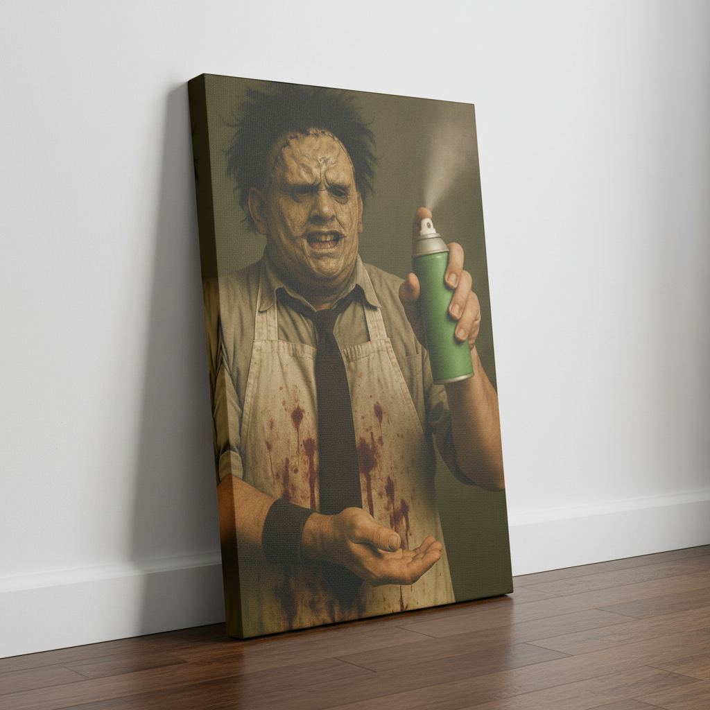 Leather Face spraying Air Freshener Canvas Wrap