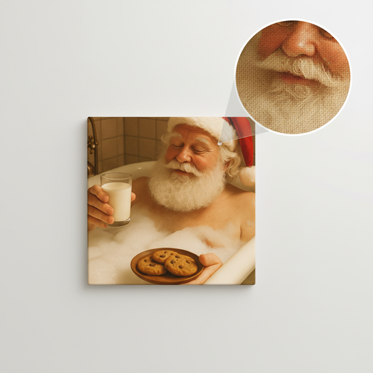 Santa Bubblebath Canvas Wrap – Rub-a-Dub-Dub, Santa in the Tub
