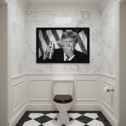 President Trump Spraying Air Freshener Canvas Wrap
