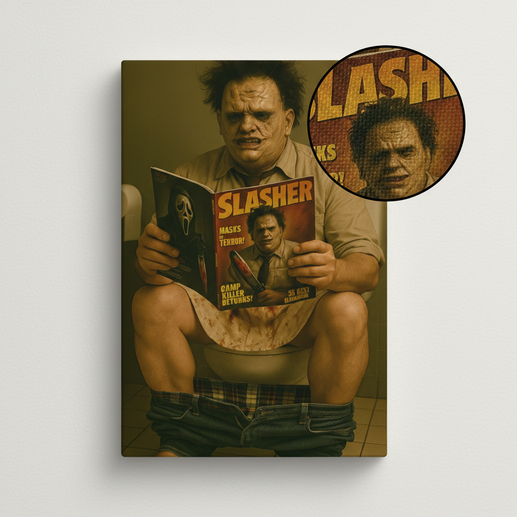 Leather Face on the toilet canvas wrap