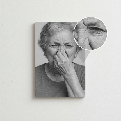 Old Lady Holding Nose
